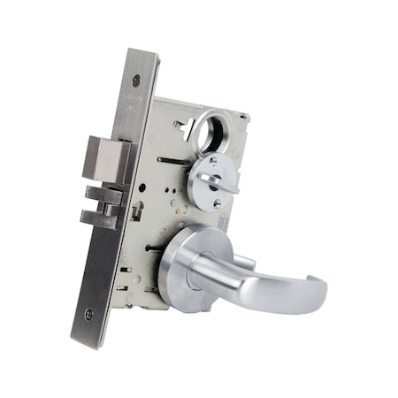 Storeroom Mortise Lock, Less Cylinder, Quantum Lever, Gala Rose, Satin Stainless Steel